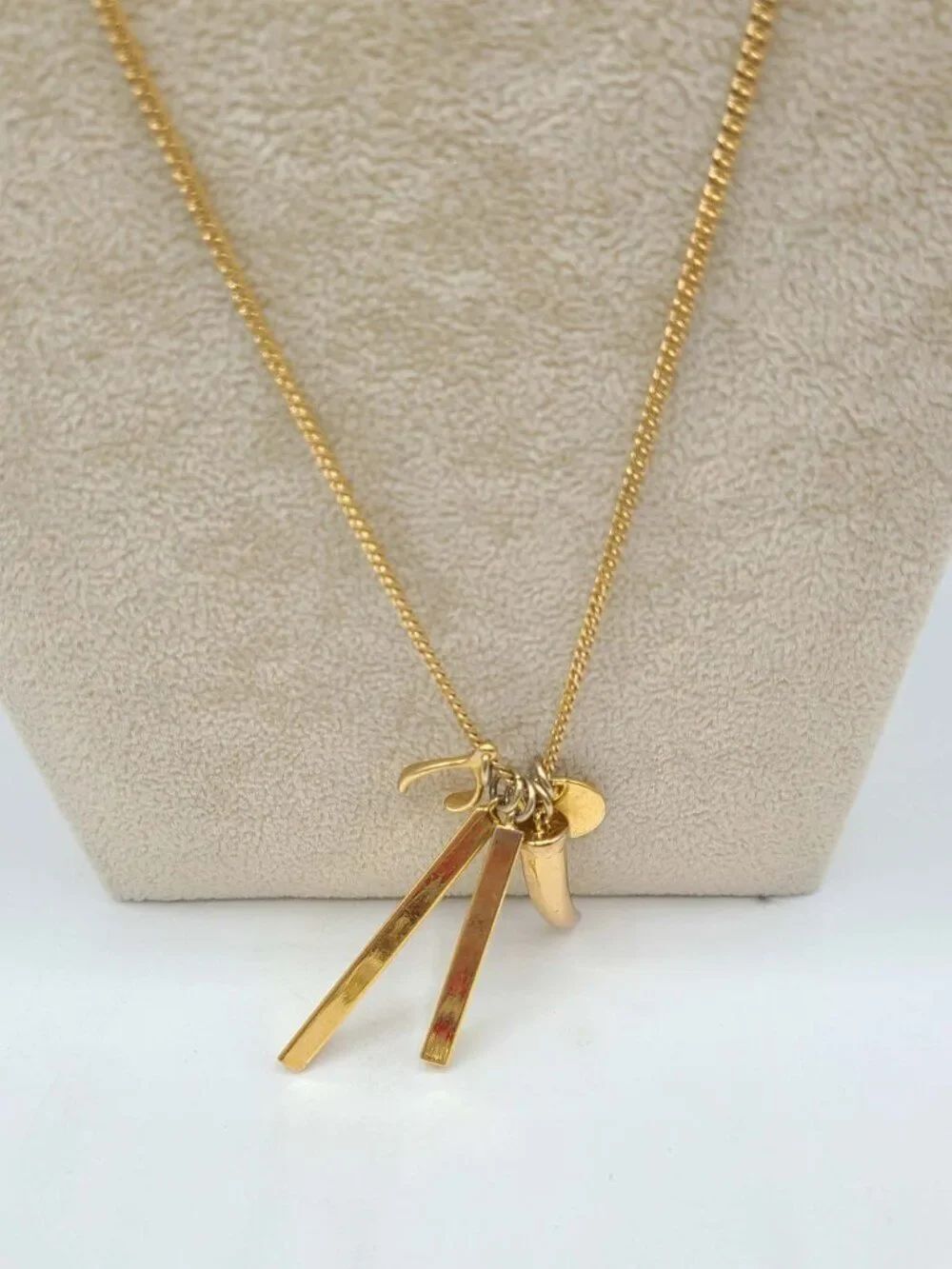 J Crew Gold Tone Charm Necklace Like New - Picture 7 of 11